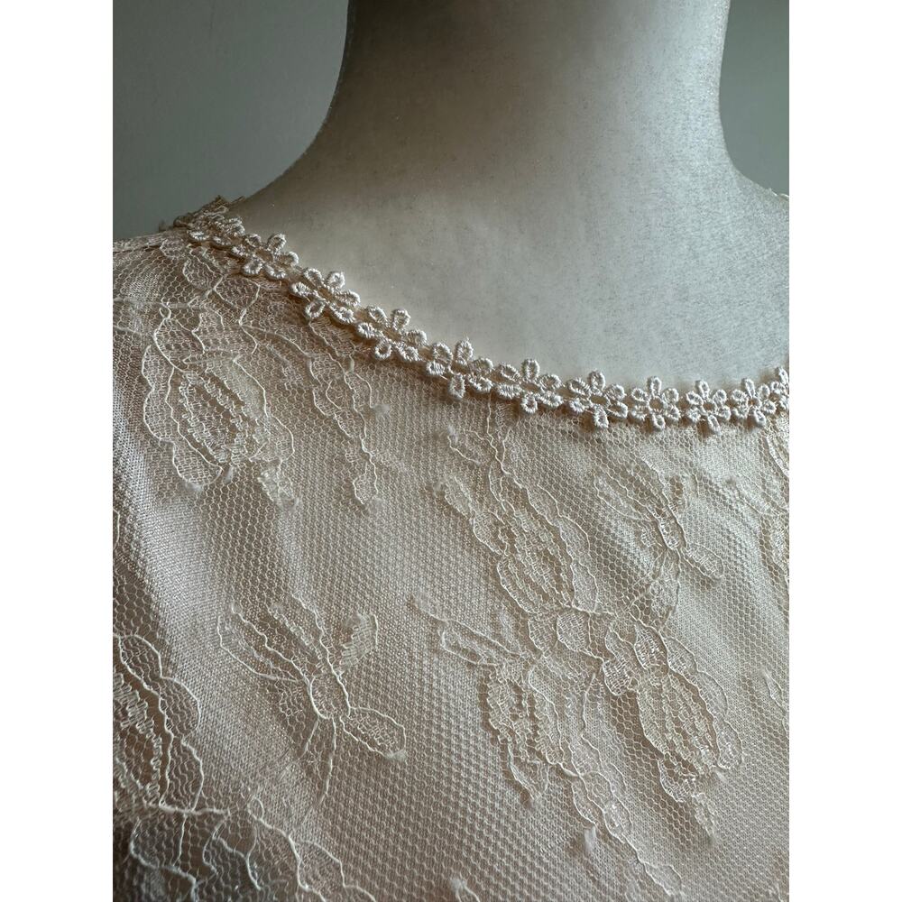 Vintage 80s Gilberti Lace Drop Waist Dress with Bow detail 14 - Picture 2 of 14